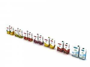 3d market milk and juice varieties model 3Dモデル