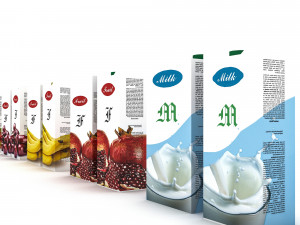 3d market milk and juice varieties model 3Dモデル