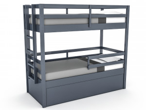 modern wooden bunk bed 02 3d 3D Model