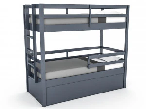 モダンな木製二段ベッド 02 3d 3Dモデル