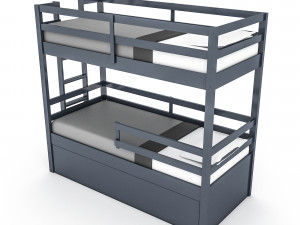 modern wooden bunk bed 02 3d 3D मॉडल