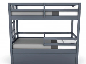 modern wooden bunk bed 02 3d 3D Model