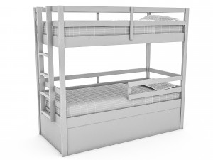 modern wooden bunk bed 02 3d 3D मॉडल
