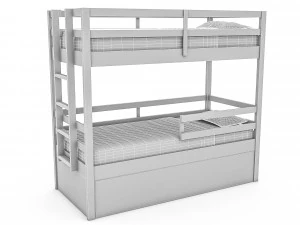 modern wooden bunk bed 02 3d 3D Model