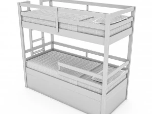 modern wooden bunk bed 02 3d 3D Model