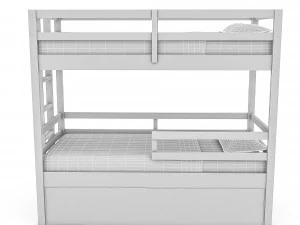 modern wooden bunk bed 02 3d 3D Model
