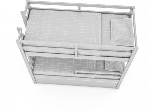 modern wooden bunk bed 02 3d 3D Model