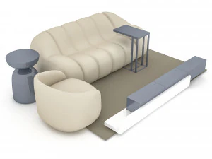 sitting group salon model 3D Model