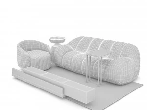 sitting group salon model 3D Model