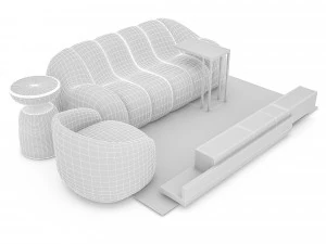 sitting group salon model 3D Model