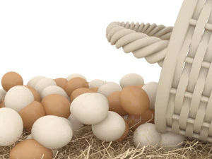 basket straw and eggs are natural 3D Model