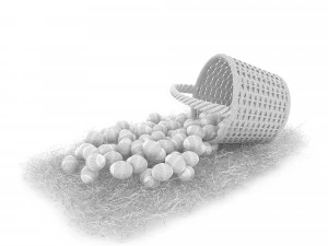 basket straw and eggs are natural 3D Model