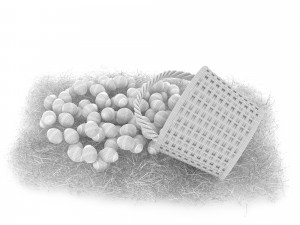 basket straw and eggs are natural 3Dモデル
