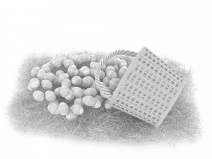 basket straw and eggs are natural 3D Model