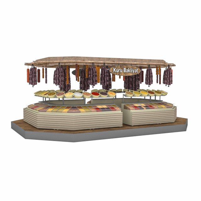 dry food and pulses market Model 3D .c4d .max .obj .3ds .fbx .stl .blend 