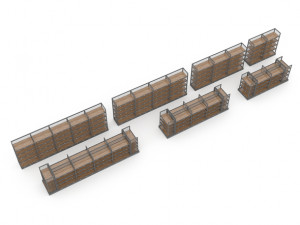 3d various market stands model Modelo 3D