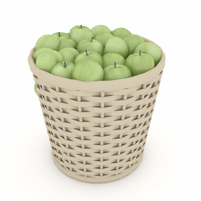 basket apple market sale 3D Model .c4d .max .obj .3ds .fbx .stl .blend