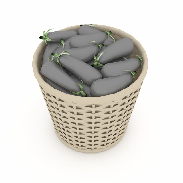 basket eggplant market sale 3D Модель .c4d .max .obj .3ds .fbx .stl .blend 