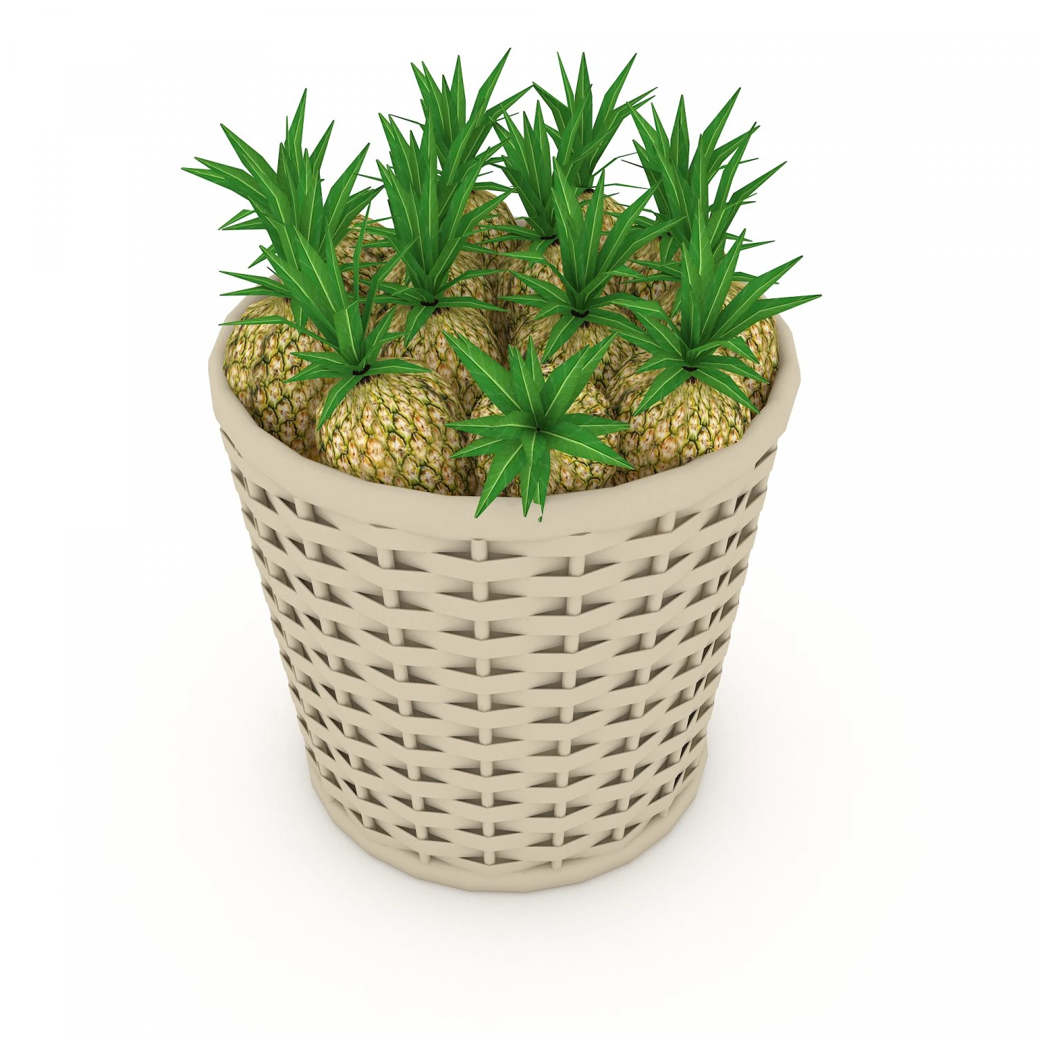 basket ananas market sale 3D Model .c4d .max .obj .3ds .fbx .stl .blend 