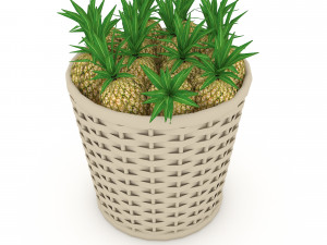 basket ananas market sale 3D Model