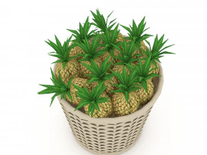 basket ananas market sale 3D Model