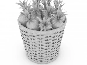 basket ananas market sale 3D Model