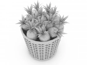 basket ananas market sale 3D Model