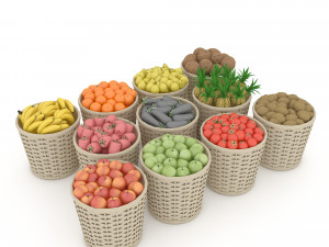 basket fruit and vegetable market sale 3D Model