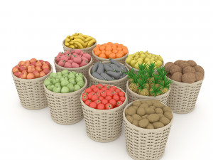 basket fruit and vegetable market sale 3D Model