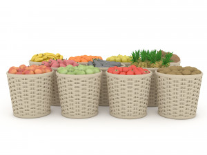 basket fruit and vegetable market sale 3D Model