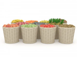 basket fruit and vegetable market sale 3D Model