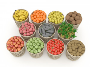 basket fruit and vegetable market sale 3D Model