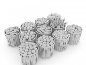 basket fruit and vegetable market sale 3D Model