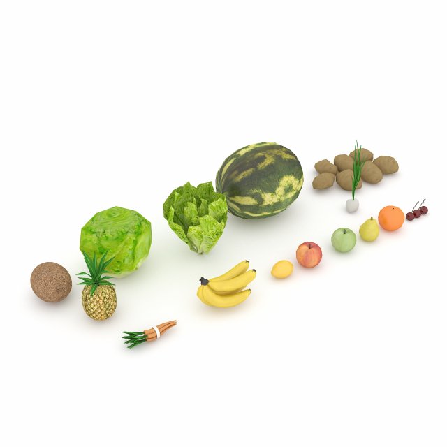 mixed fruit and vegetable varieties 3D Модель .c4d .max .obj .3ds .fbx .stl .blend 