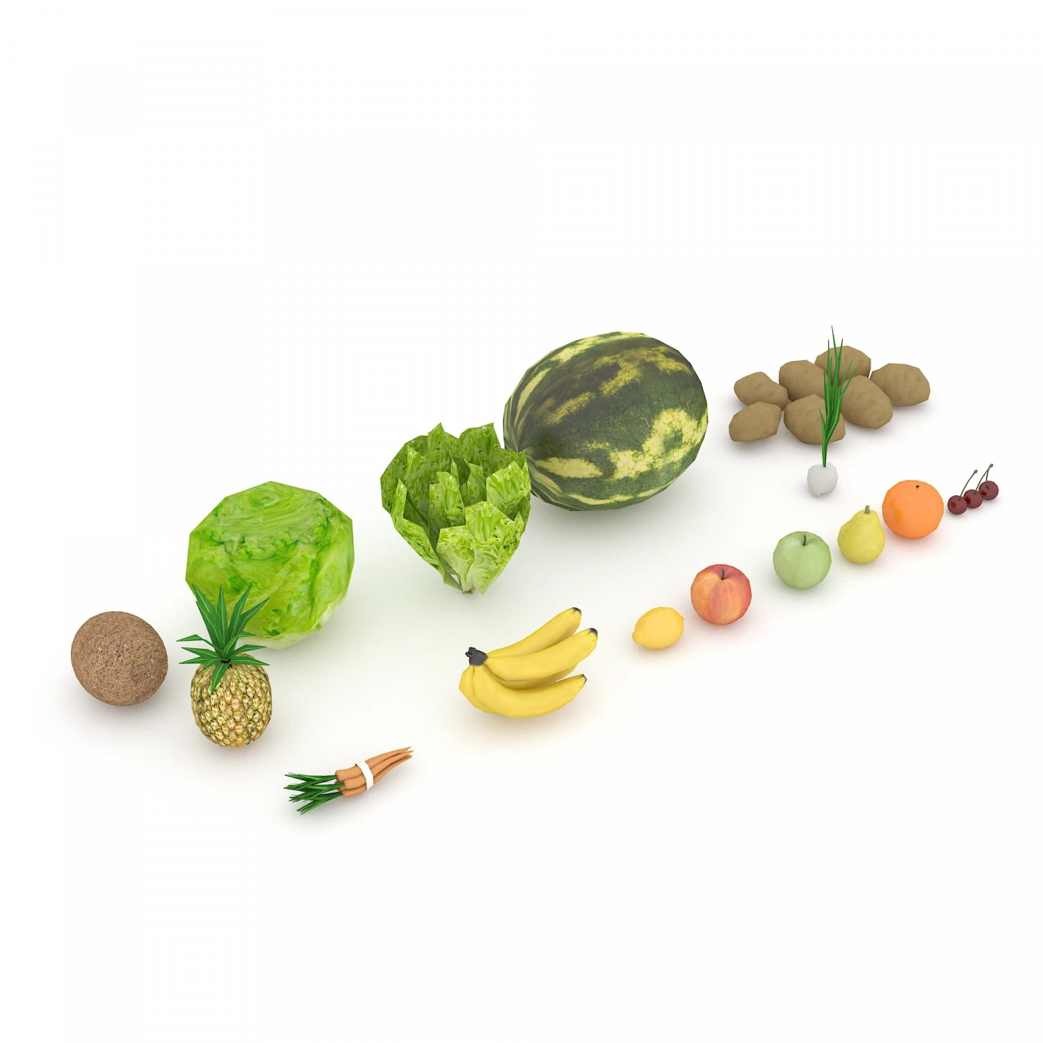 mixed fruit and vegetable varieties 3D Model .c4d .max .obj .3ds .fbx .stl .blend 