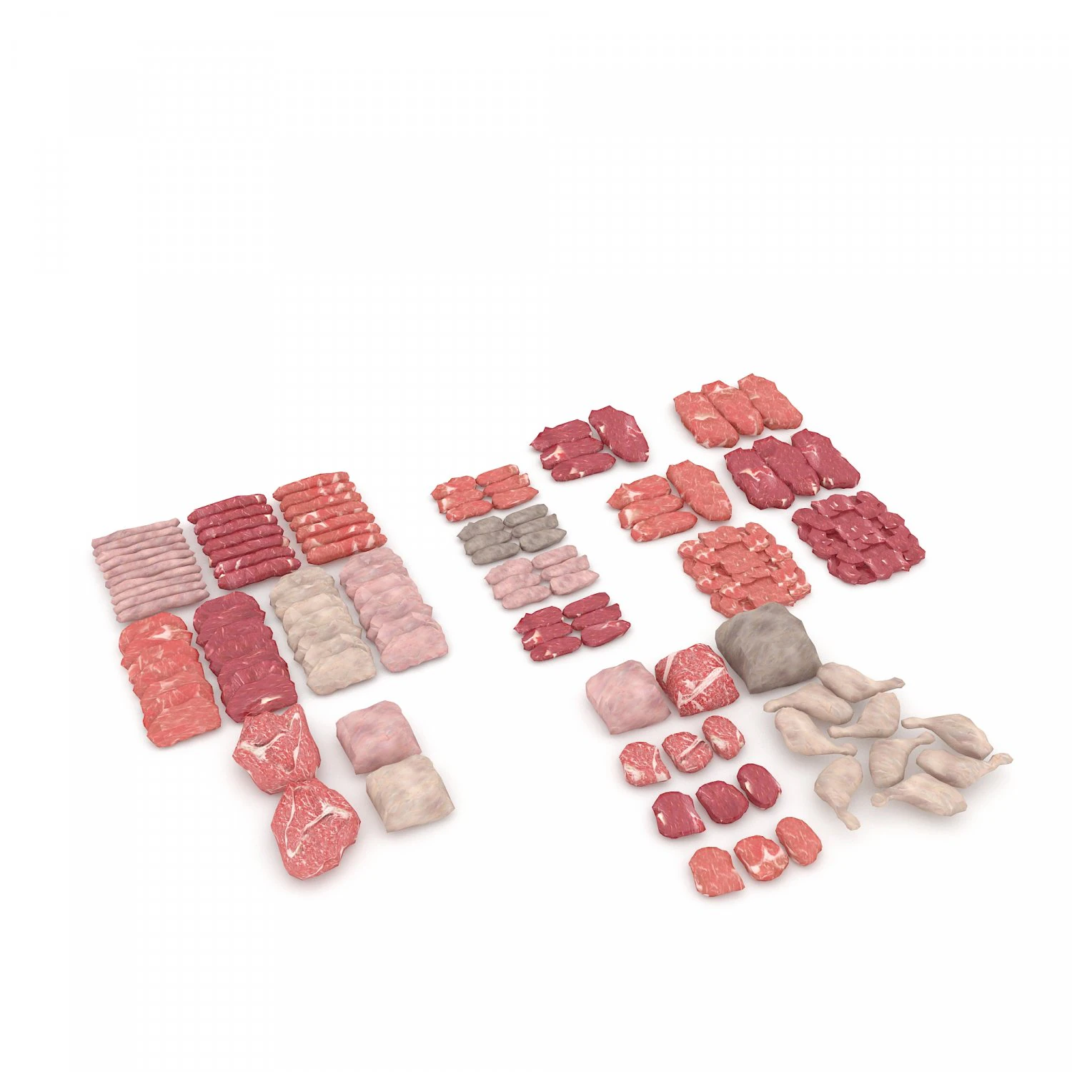 meat and sausage varieties 3D Model .c4d .max .obj .3ds .fbx .stl .blend 