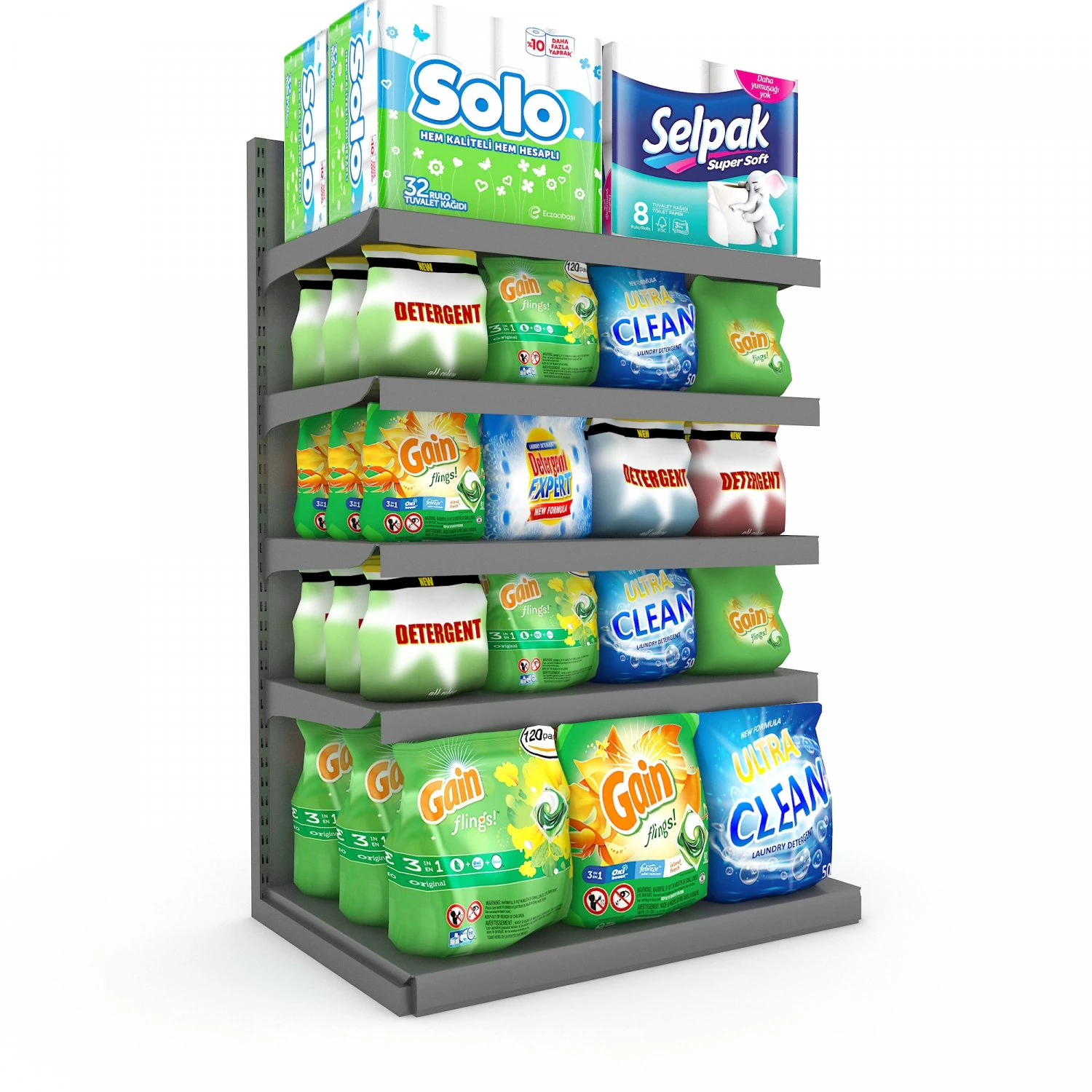 cleaning product market stand 08 3D Model .c4d .max .obj .3ds .fbx .stl .blend 