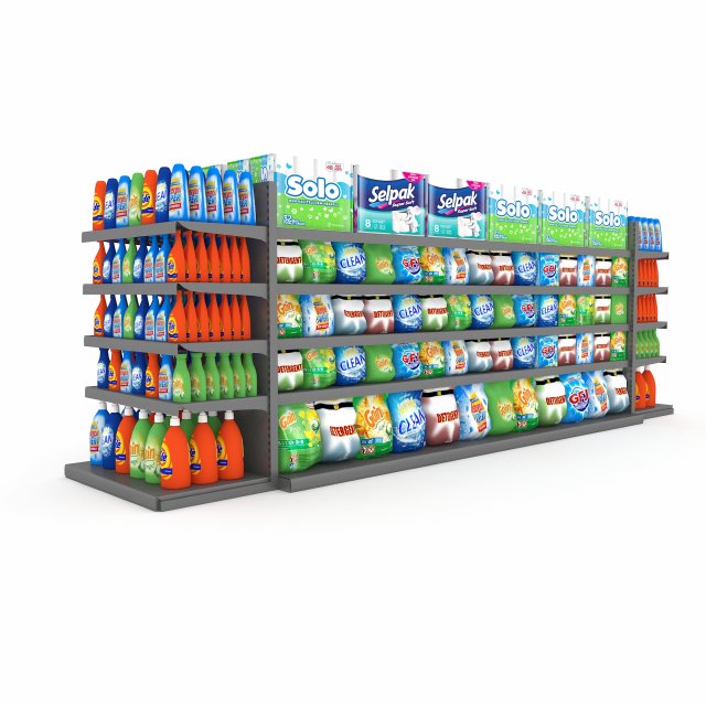 model cleaning product market stand 10 3D Модель .c4d .max .obj .3ds .fbx .stl .blend 