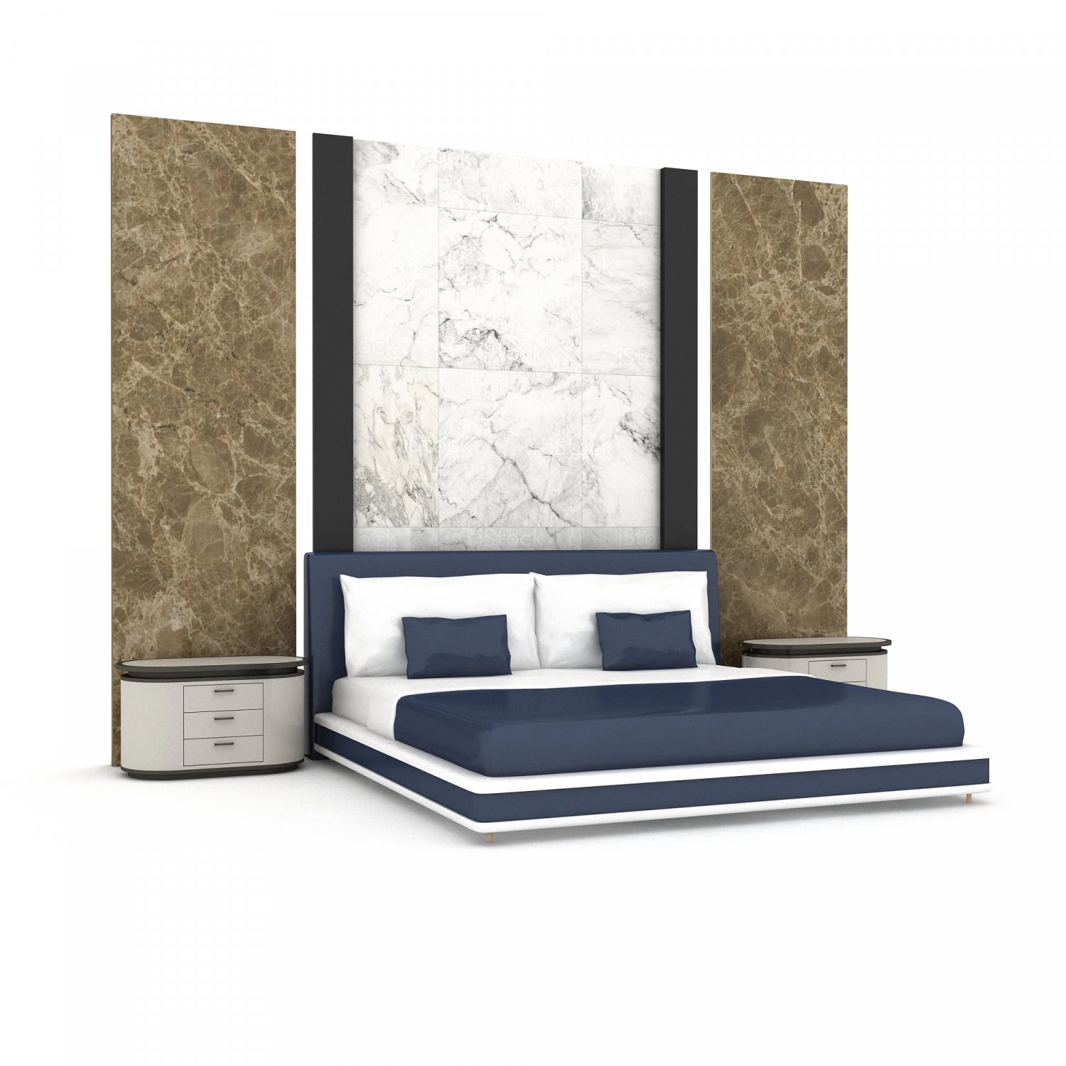 3d modern bed design 01 3D Model .c4d .max .obj .3ds .fbx .stl .blend