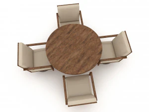 3d wooden chair table 04 3D Model