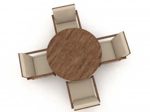 3d wooden chair table 04 3D Model