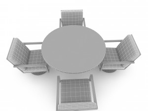 3d wooden chair table 04 3D Model