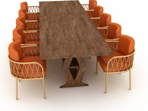 3d modern dining table 01 3D Model