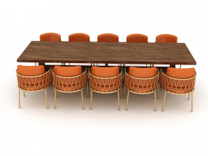3d modern dining table 01 3D Model