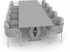 3d modern dining table 01 3D Model