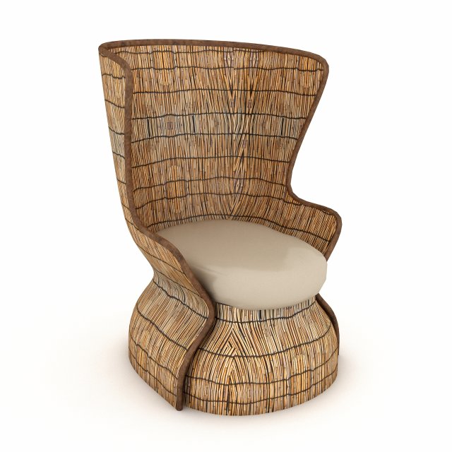 Bamboo chair 3D Model .c4d .max .obj .3ds .fbx .stl .blend 