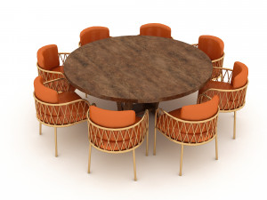 3D modern dining table 02 3D Model