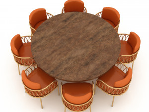 3D modern dining table 02 3D 모델