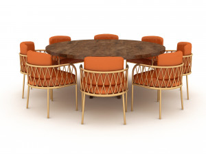 3D modern dining table 02 3D 모델