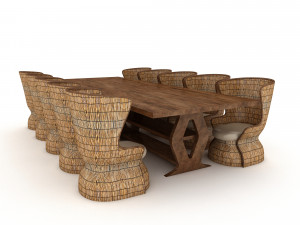 Modern dining table 03 3D Model